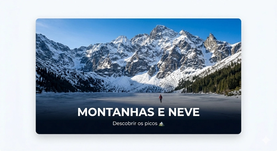 Paisagem de inverno do lago Morskie Oko nas montanhas Tatra cercado por picos cobertos de neve.