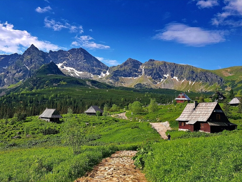 Vista das montanhas Tatra a partir de Hala Gąsienicowa